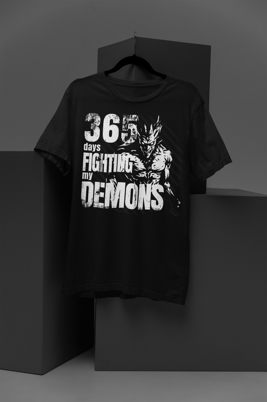 365 days fighting my demons black Short-Sleeve Unisex T-Shirt